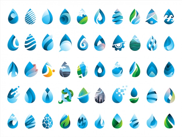 Download Mega pack of 50 water drops icon | Premium Vector