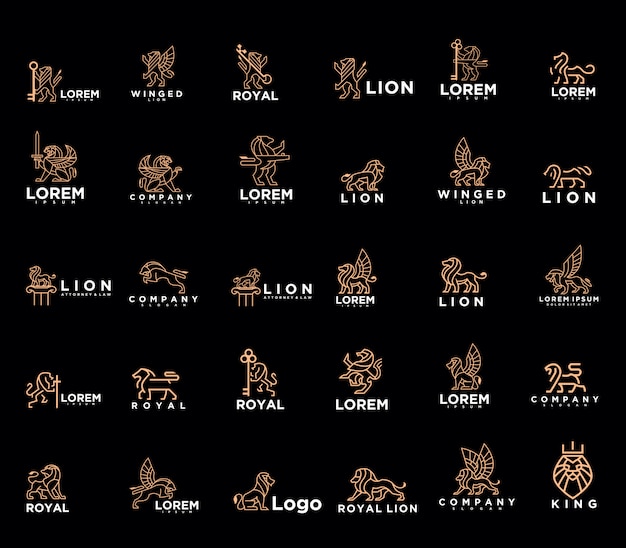 Download Mega pack of lion logo | Premium Vector