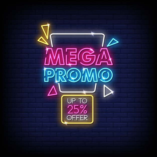 Mega promo neon sign Premium Vector