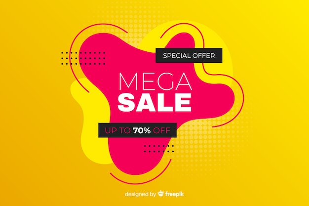 Mega sales background with abstract shapes Free Vector