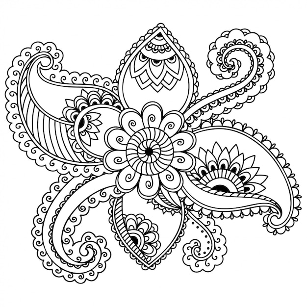 Premium Vector | Mehndi flower decoration in ethnic oriental, indian ...