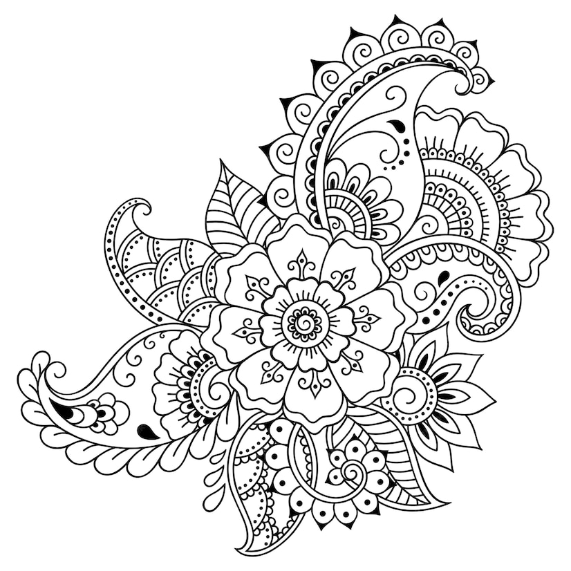 Premium Vector | Mehndi flower . decoration in ethnic oriental, indian ...