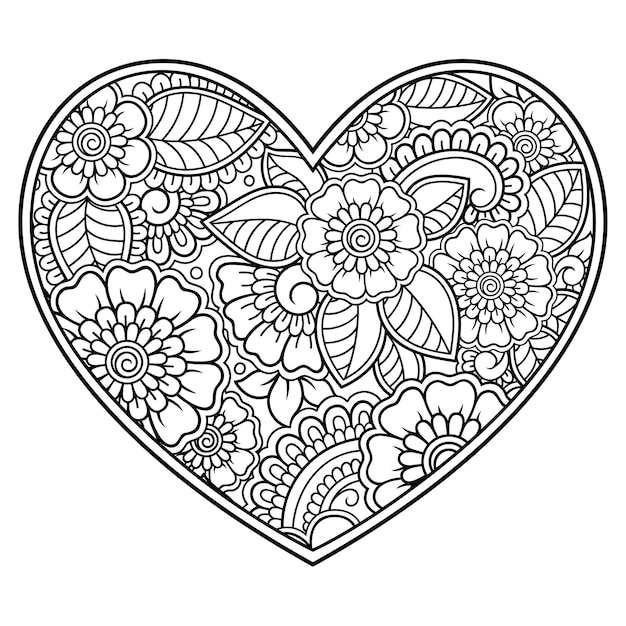 Premium Vector | Mehndi flower heart. decoration in ethnic oriental style.