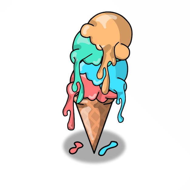 Premium Vector | Melting ice cream character vector template design ...