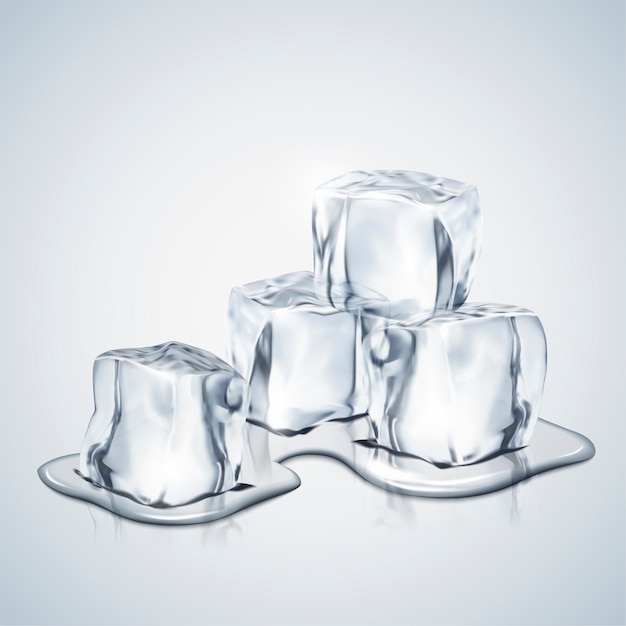 デザイン用途の3dイラストで角氷を溶かす プレミアムベクター