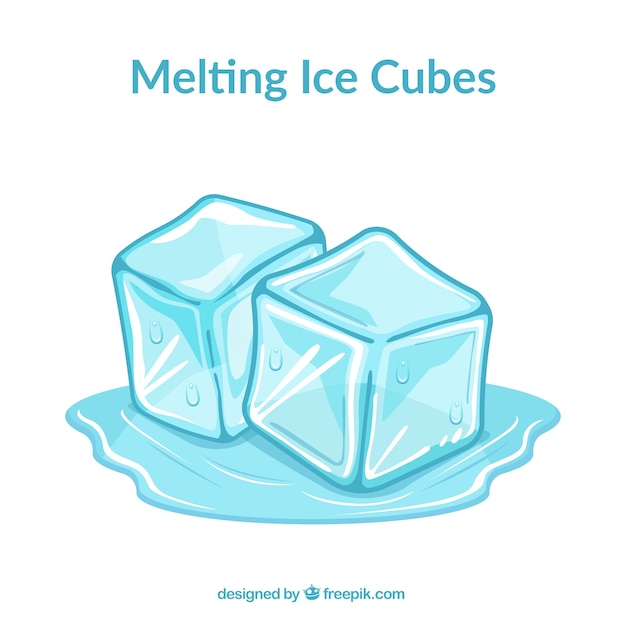 Melting ice cubes with flat design | Free Vector