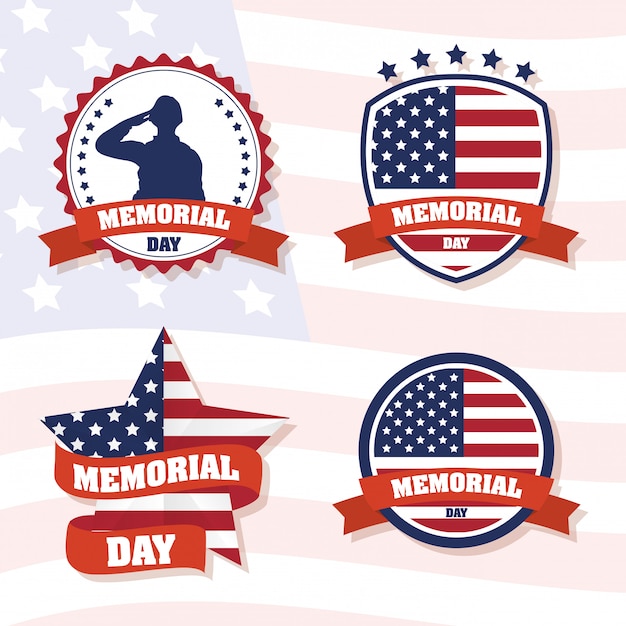 Premium Vector Memorial Day Celebration With Usa Flag Set Frames