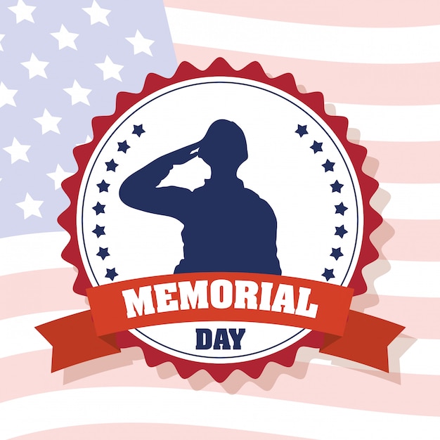 Premium Vector | Memorial day celebration with usa flag and soldier ...