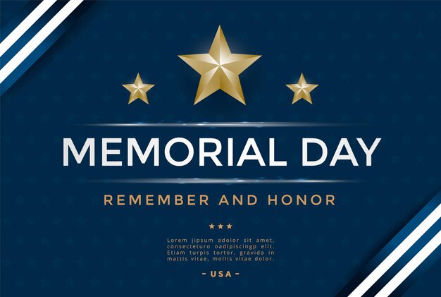 Premium Vector | Memorial day cover template design with stars and ...