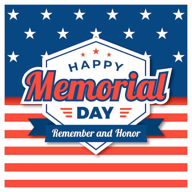 Memorial day flat design background with usa flag | Free ...