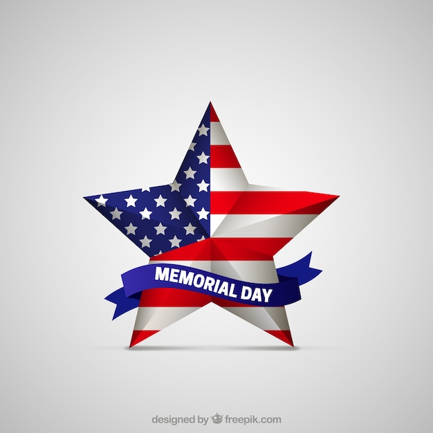 Download Memorial day star with american flag | Free Vector