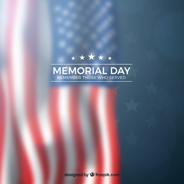 Memorial day with blurred american flag Free Vector