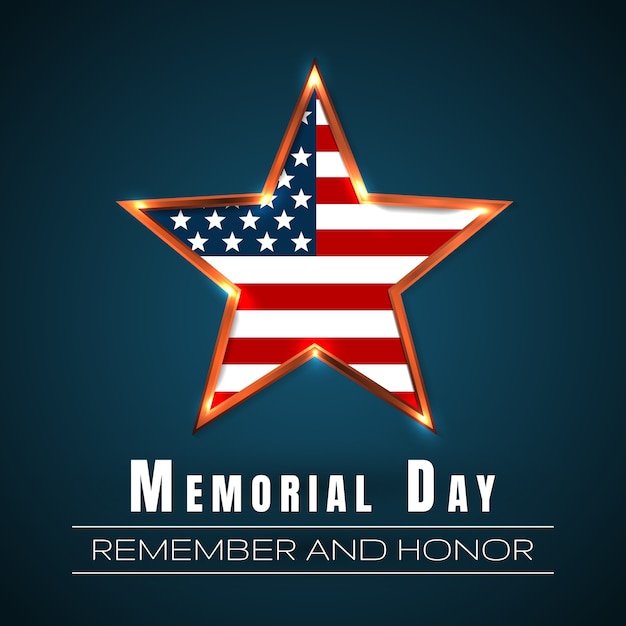 Premium Vector | Memorial day with star in national flag colors.