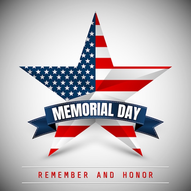 Premium Vector | Memorial day with star in national flag colors.