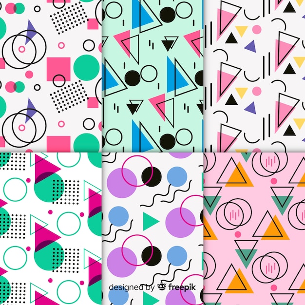 Memphis colorful pattern set Vector | Free Download