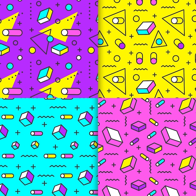 Free Vector | Memphis design pattern set