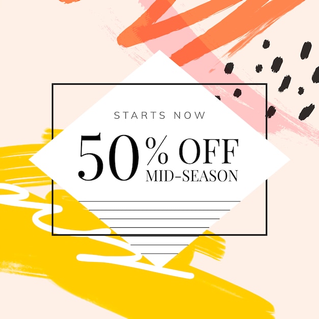 Memphis design with summer sale vector Free Vector
