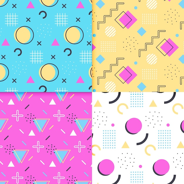 Free Vector | Memphis pattern collection style