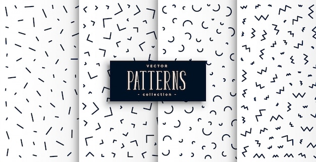 Memphis pattern set in black and white color Free Vector