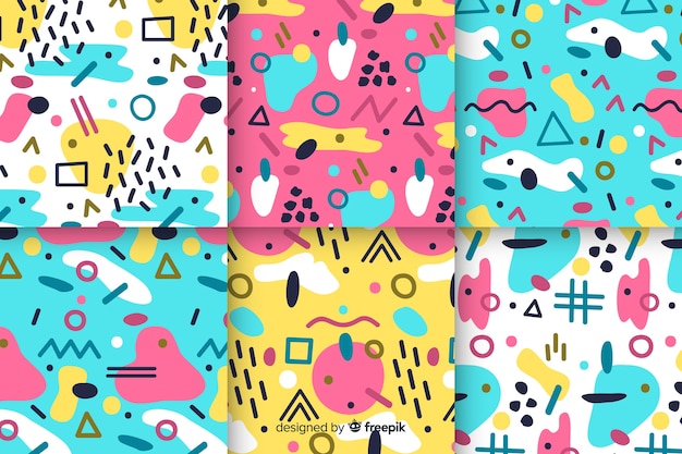 Memphis seamless pattern collection Free Vector