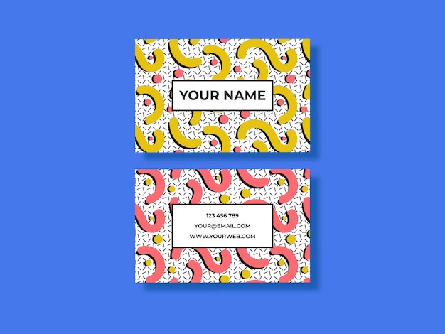Memphis style business card template vector Free Vector