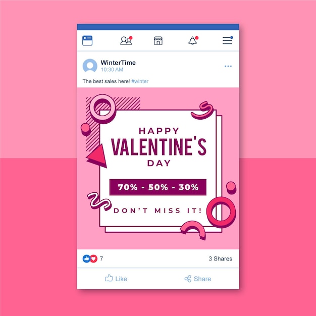 Free Vector Memphis Valentines Day Facebook Post Template