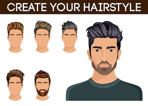 Men hair style symbol hipster beard, mustache men stylish, modern. Premium Vector