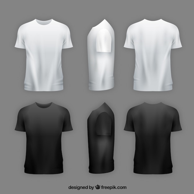 Download Men's t-shirt in different views with realistic style | Free Vector
