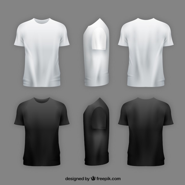 Men's t-shirt in different views with realistic style ...