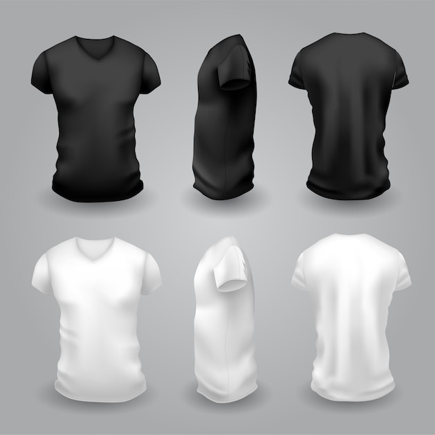 Download Men's white and black t-shirt with short sleeve. front ...