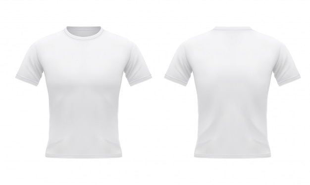 Download Premium Vector Men S White T Shirt With Short Sleeve In Front And Back Sport Clothing PSD Mockup Templates