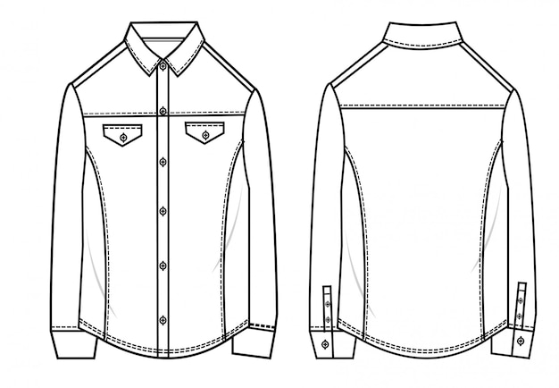 Men shirt fashion flat sketch template