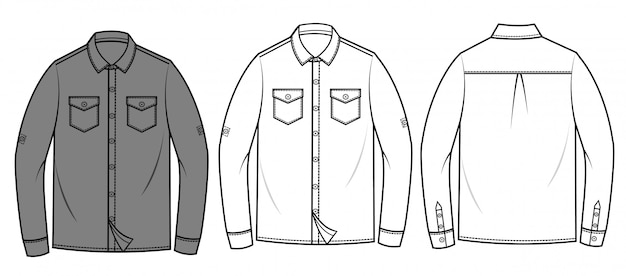 mens shirt flat sketch