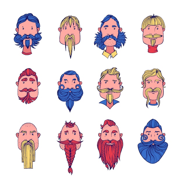 Men with beards. | Premium Vector