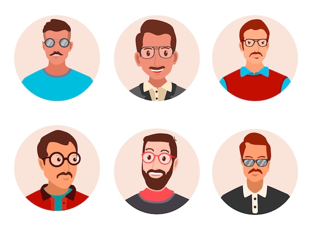 Premium Vector | Men with glasses avatar