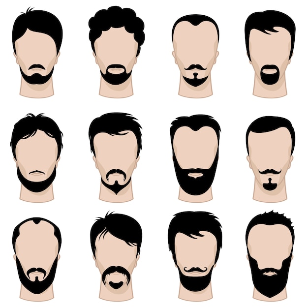 Mens Hipster Hairstyle Haircuts Beard Mustache Premium Vector