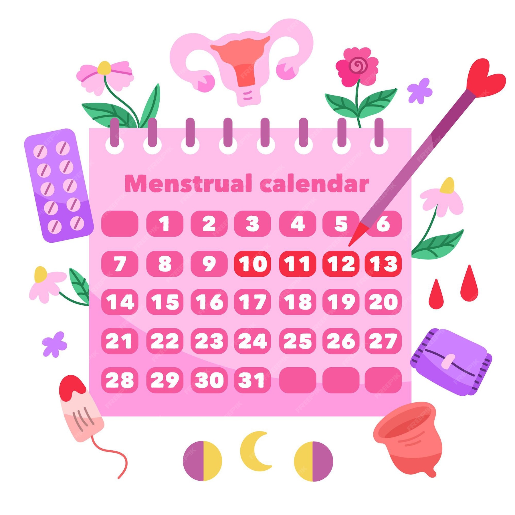 Free Vector Menstrual calendar concept illustration