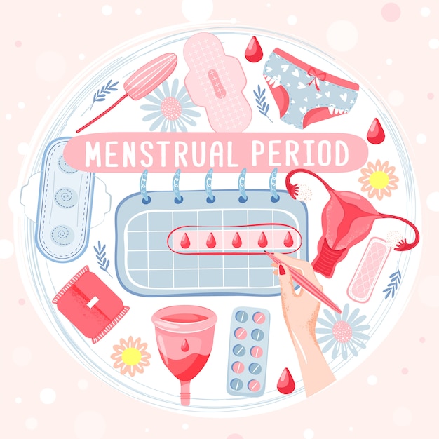 Premium Vector Menstrual Period Set In Circle Shape With Menstrual Cup Tampon Panty Monthly 4495