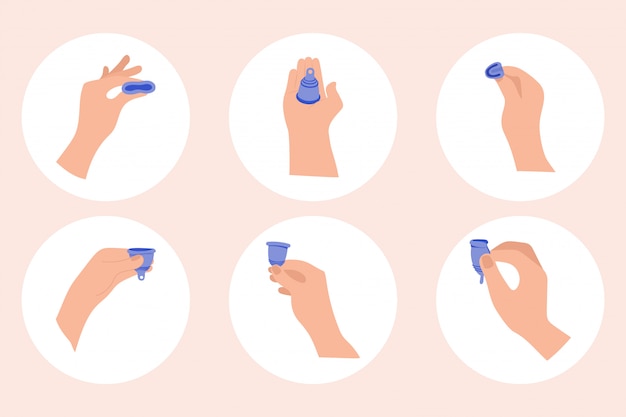 Premium Vector | Menstrual period use cup to collecting blood. menstrual cup hygiene device used in feminine menstruation period. infographic instruction.
