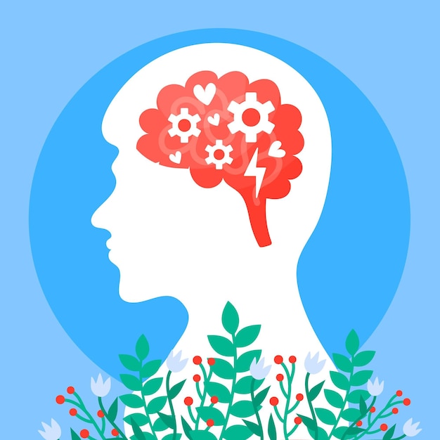 Mental health awareness concept and flowers | Free Vector