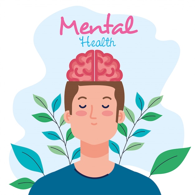 Premium Vector Mental health concept, man with healthy mind