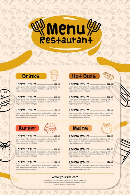 Premium Vector | Menu for restaurant in vertical format