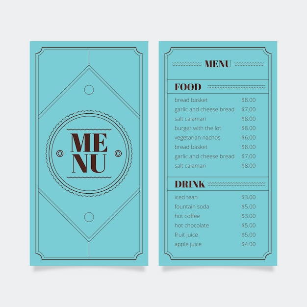 Free Vector | Menu template for restaurant with frame