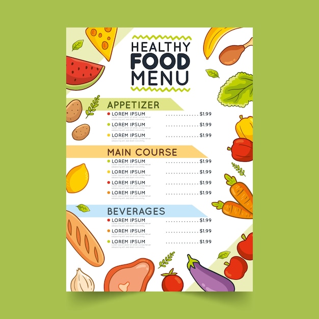 Menu Template Restaurant With Healthy Food 23 2148487924 