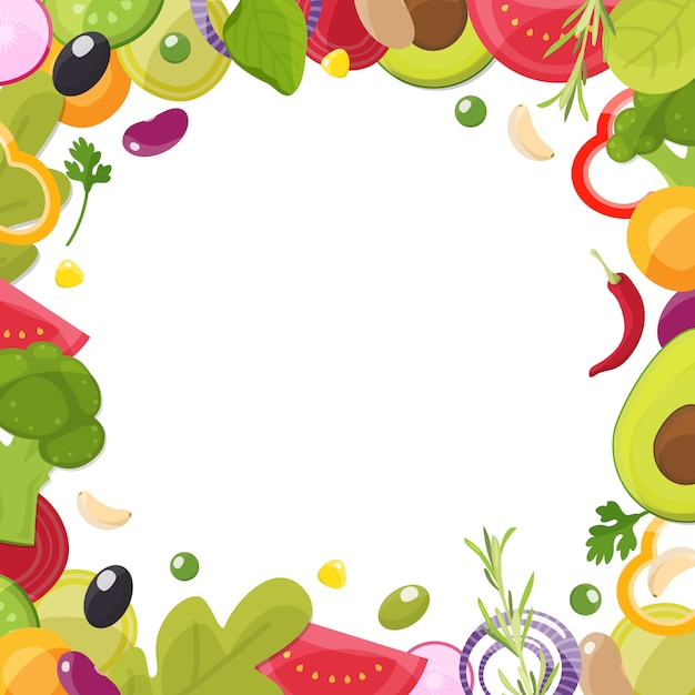 Menu template with sliced ingredients frame Premium Vector