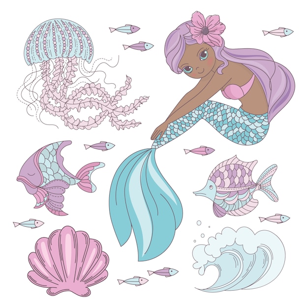 Download Mermaid look princess sea animal | Premium Vector