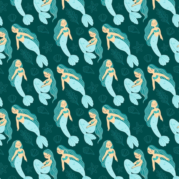 Premium Vector Mermaid pattern collection concept