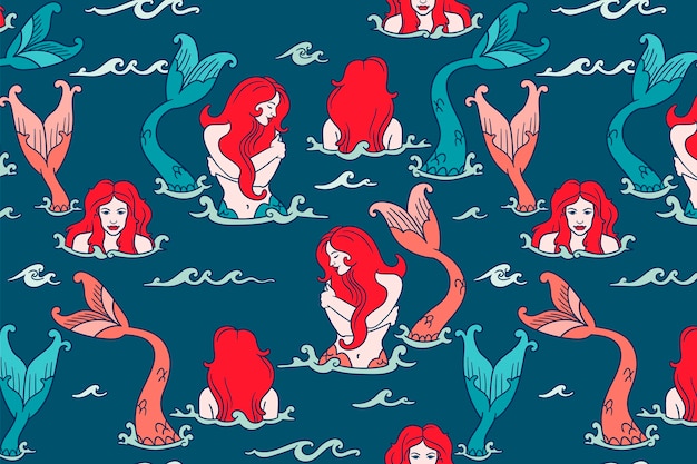 Download Free Vector | Mermaid pattern