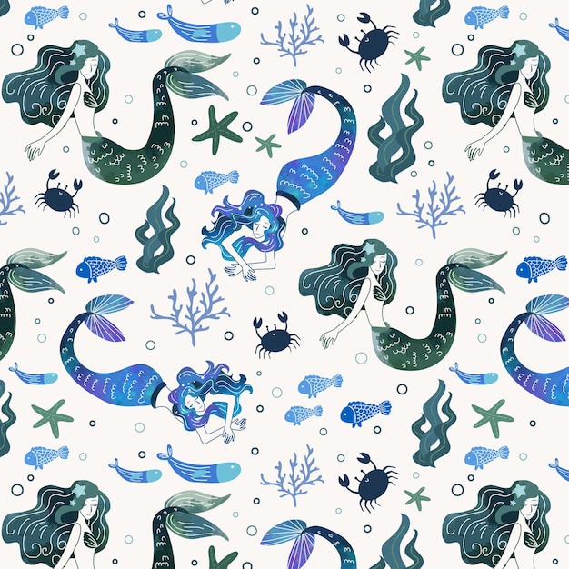 Download Mermaid pattern | Free Vector