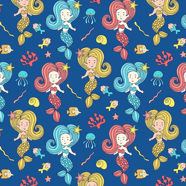 Download Free Vector | Mermaid pattern